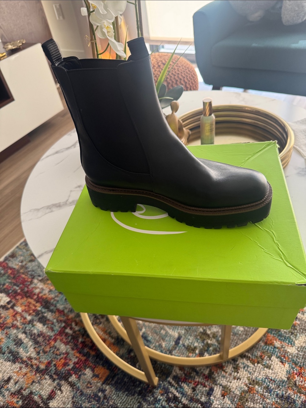 Black Chelsea Lug Sole Ankle Boots - Women